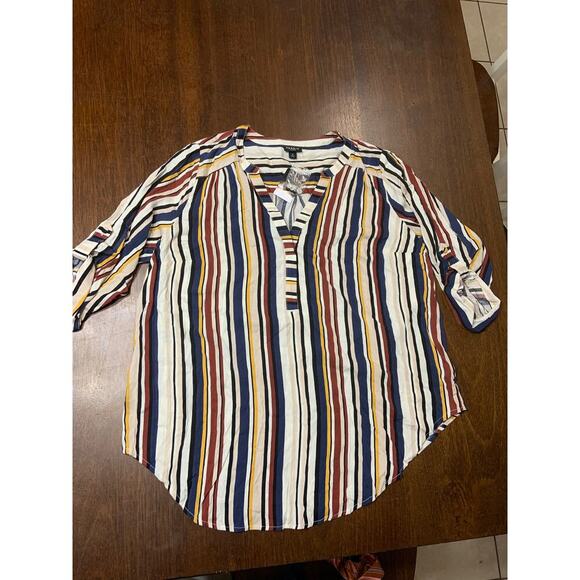 Torrid Harper Rayon 3/4 Sleeve Pullover Top Women 0 / Large Striped Retro Blouse - Picture 1 of 10